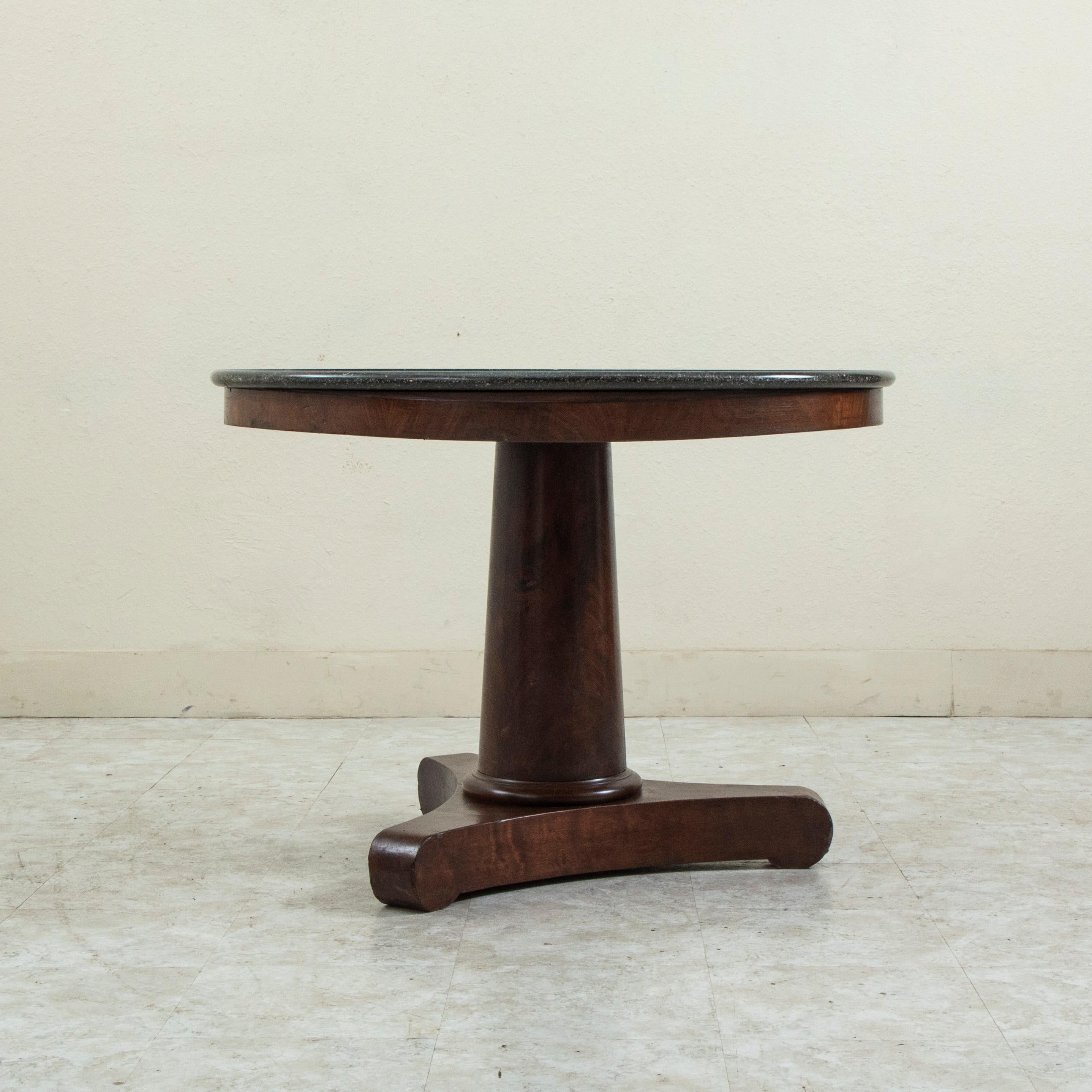 Early 19th Century French Restauration Period Mahogany Center Table, Marble Top 2