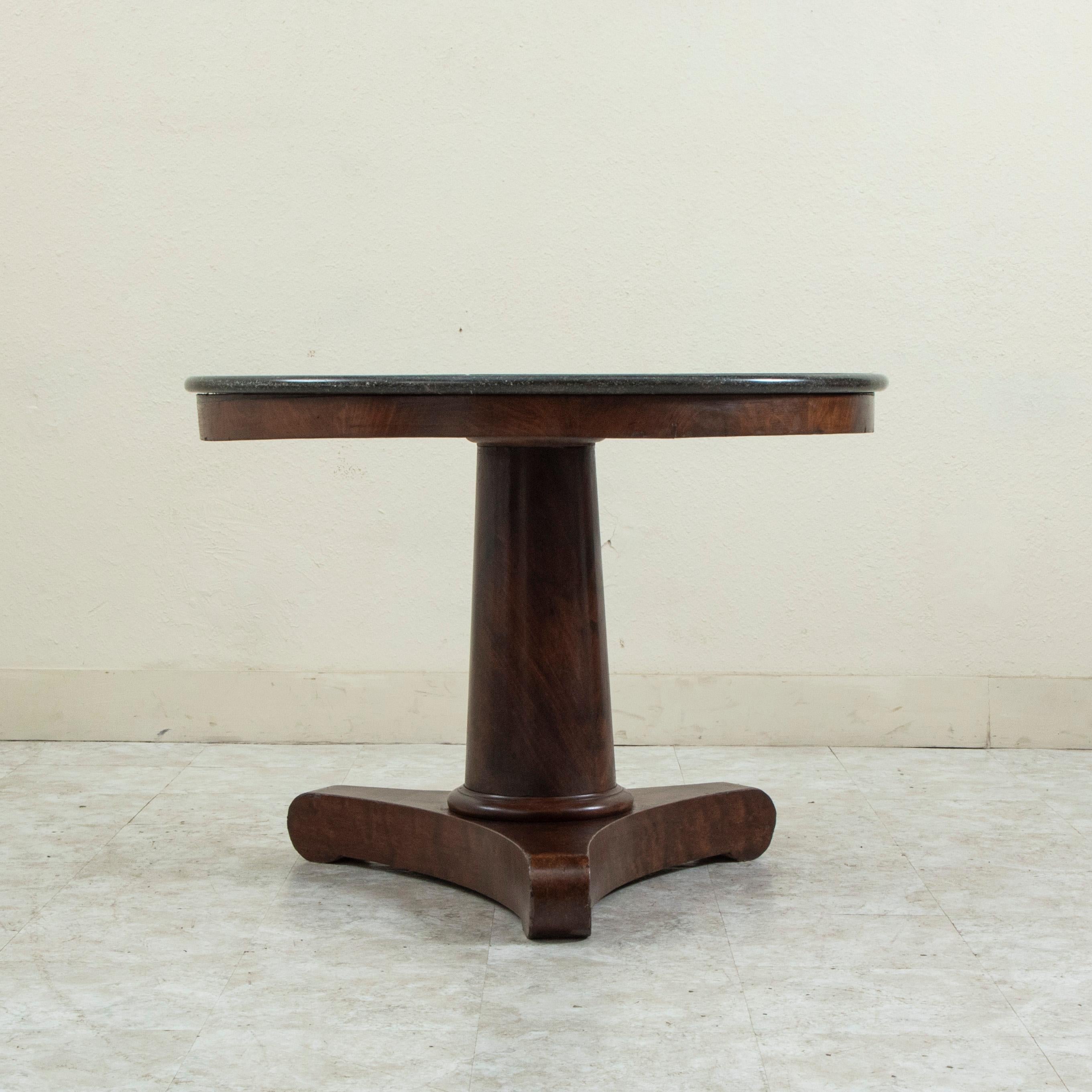 Early 19th Century French Restauration Period Mahogany Center Table, Marble Top 3