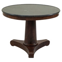 Early 19th Century French Restauration Period Mahogany Center Table, Marble Top