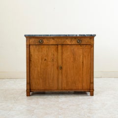 Early 19th Century French Restauration Period Walnut Buffet with Marble Top