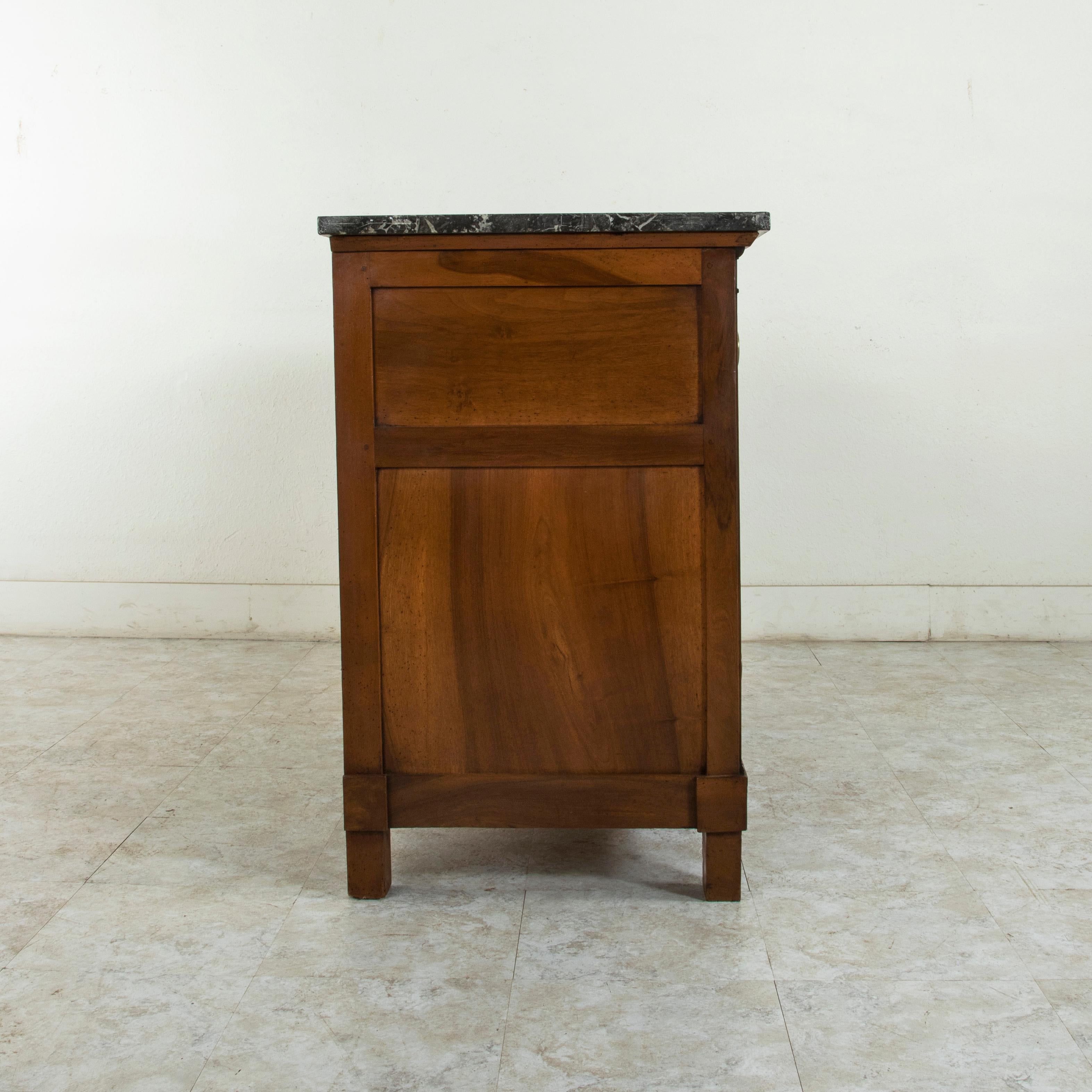Early 19th Century French Restauration Period Walnut Commode, Chest, Marble Top 1
