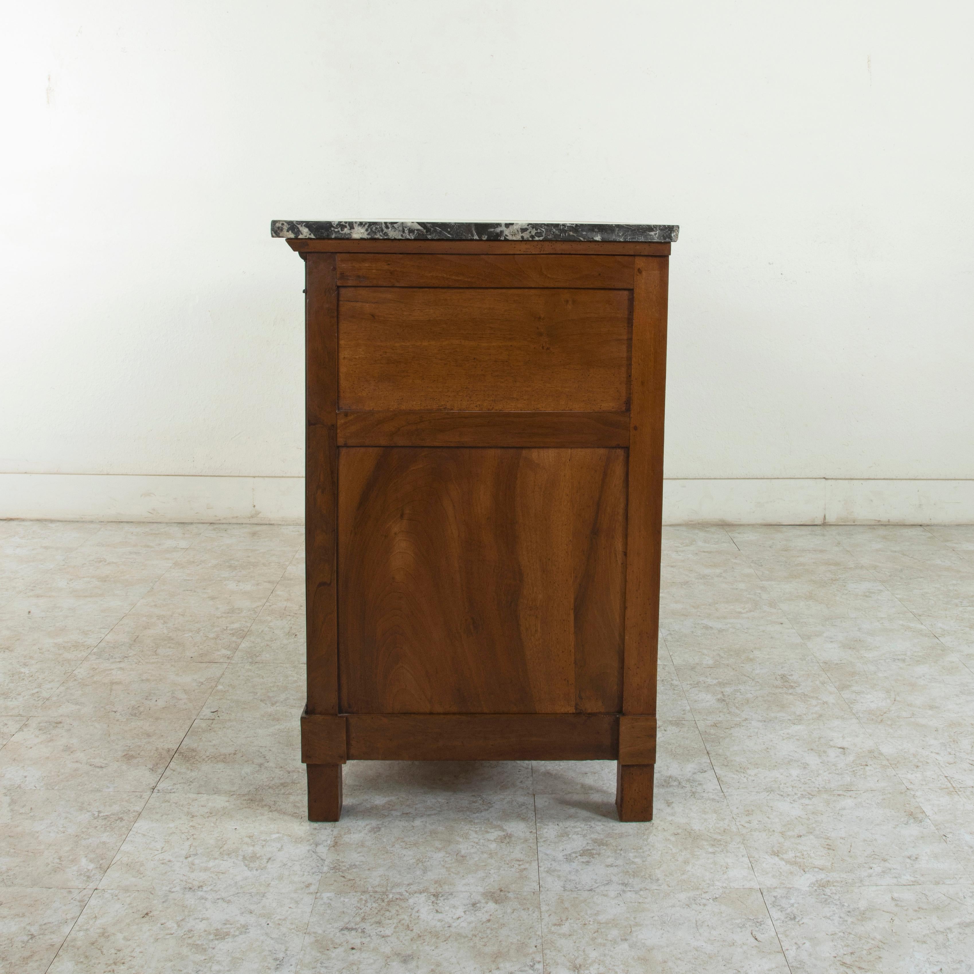 Early 19th Century French Restauration Period Walnut Commode, Chest, Marble Top (Marmor)