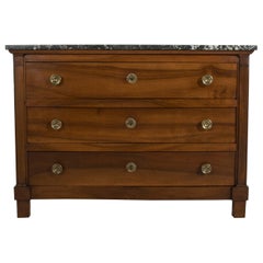 Early 19th Century French Restauration Period Walnut Commode, Chest, Marble Top
