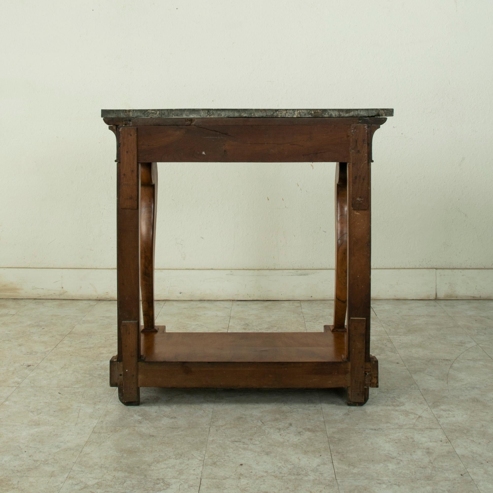 Early 19th Century French Restauration Period Walnut Console Table, Marble Top 2