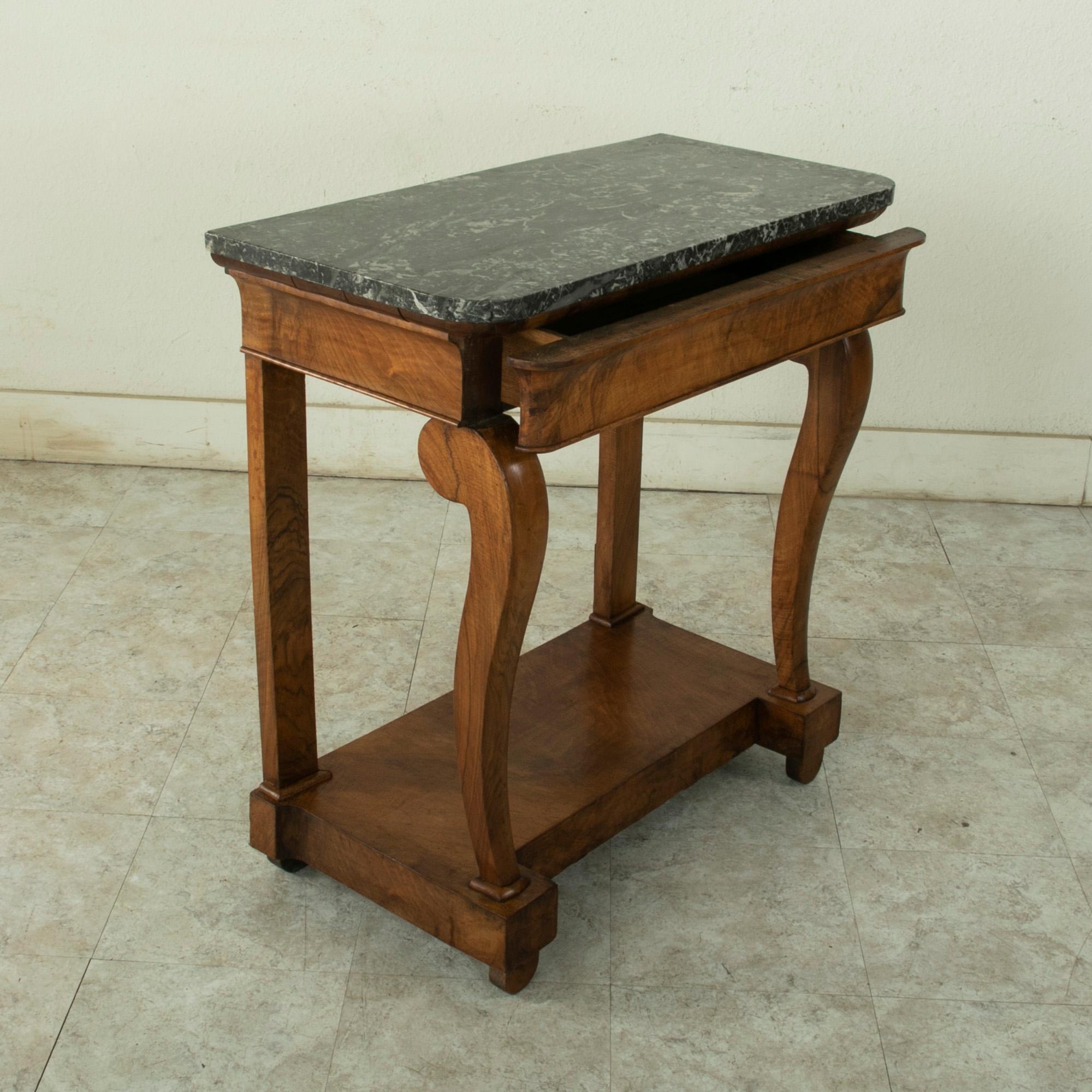 Early 19th Century French Restauration Period Walnut Console Table, Marble Top 5