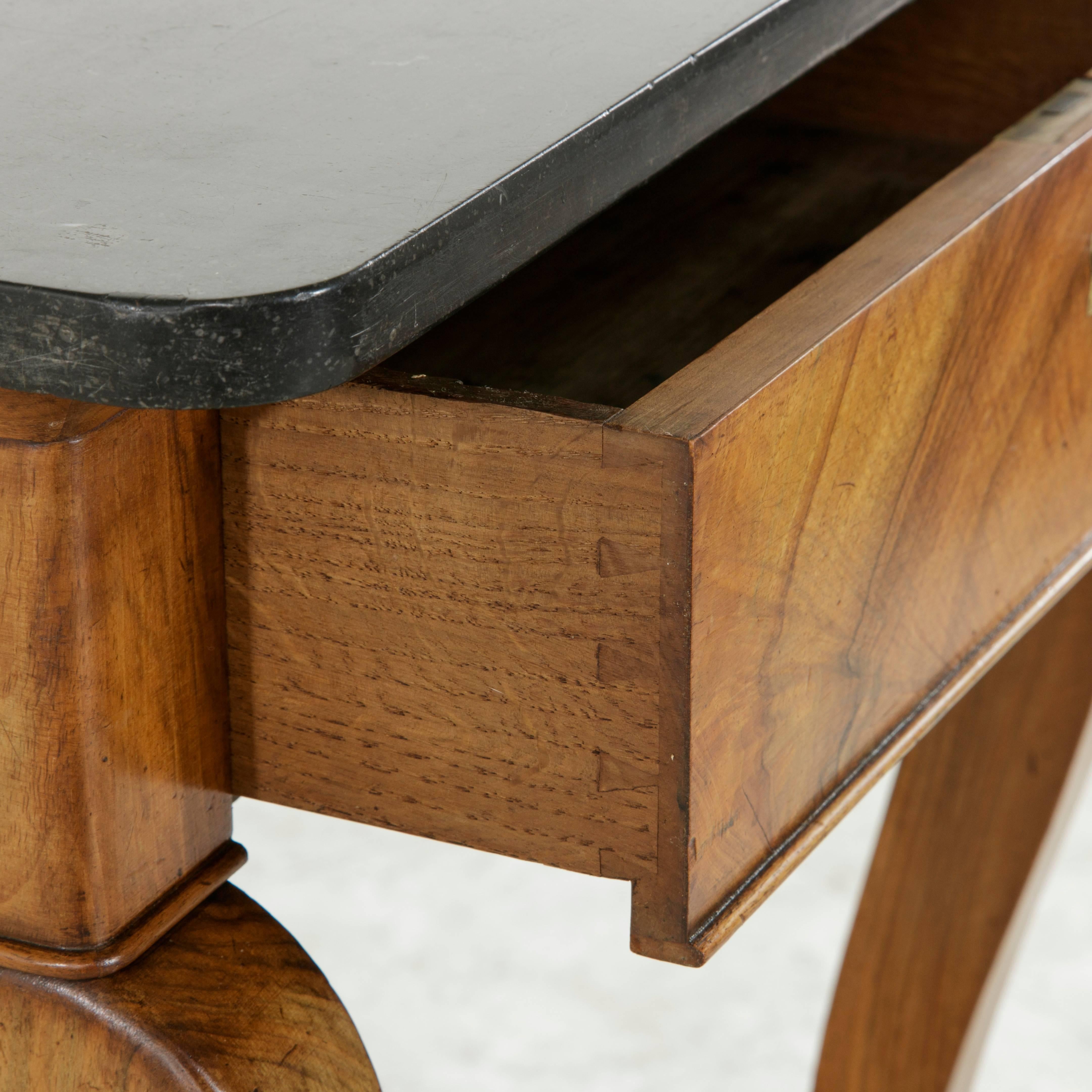 Early 19th Century French Restauration Period Walnut Console Table, Marble Top 7