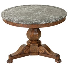 Early 19th Century French Restauration Period Walnut Gueridon with Marble Top