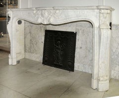 Early 19th Century French Rococo White Carrara Marble Grand Mantel Piece