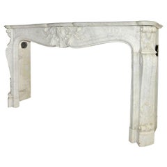 Early 19th Century French Rococo White Carrara Marble Grand Mantel Piece