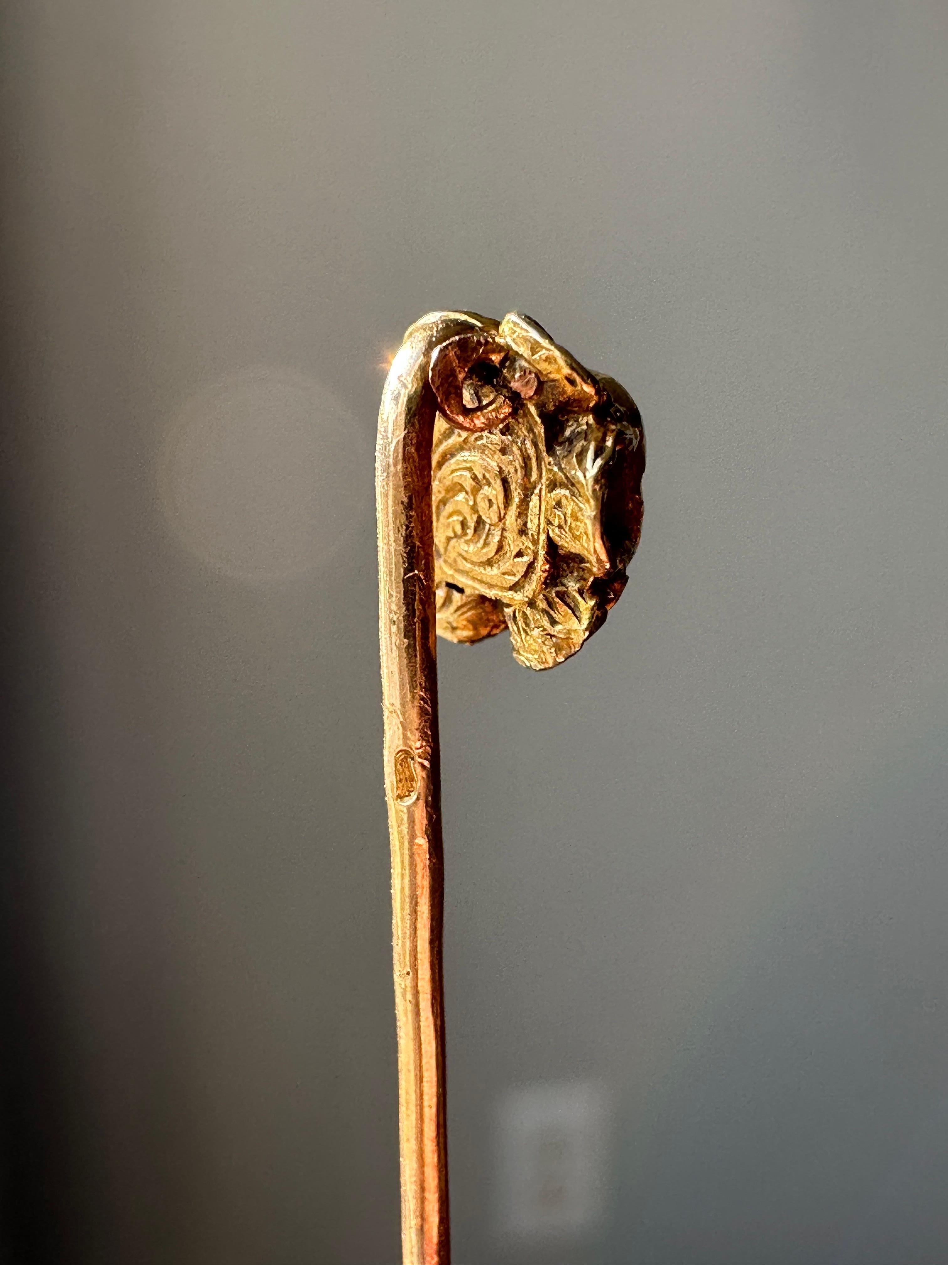 Art Nouveau Early 19th Century French Rose Cut Diamond Stick Pin Victor Halphen For Sale