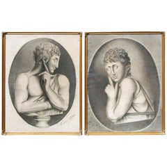 Early 19th Century French Salon Portrait Drawings, a Pair