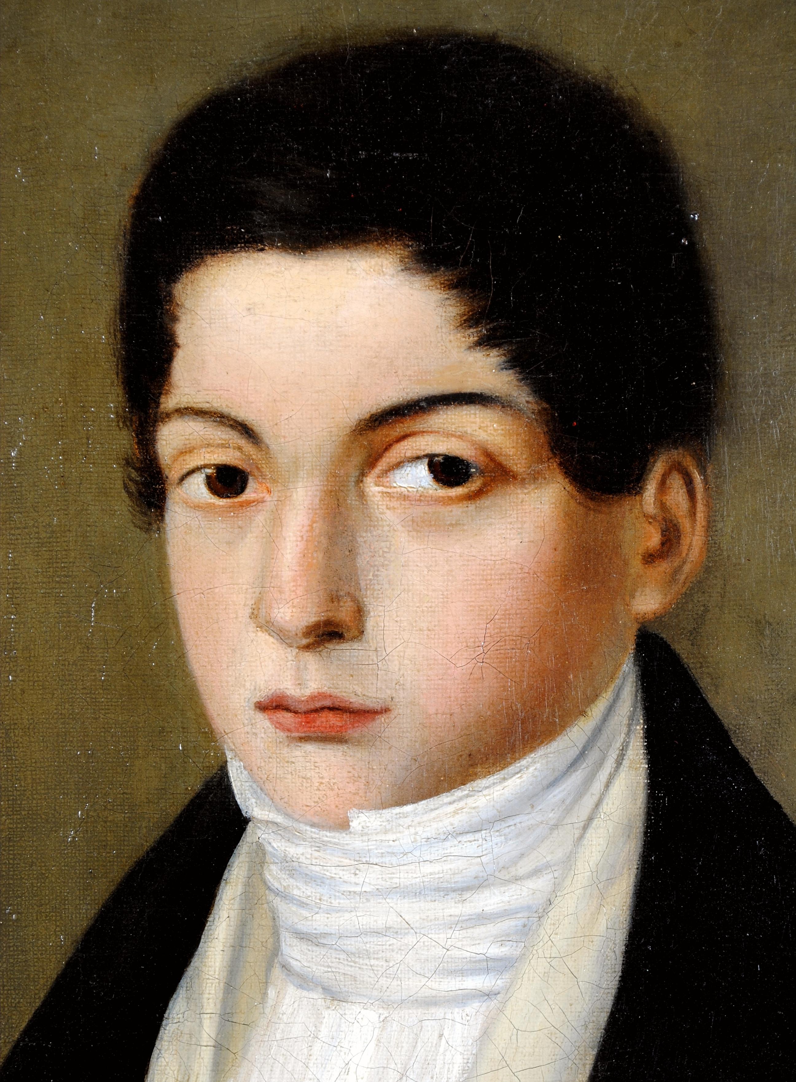 Portrait of a Young Gentleman - 19th Century Antique French Oil Painting 1