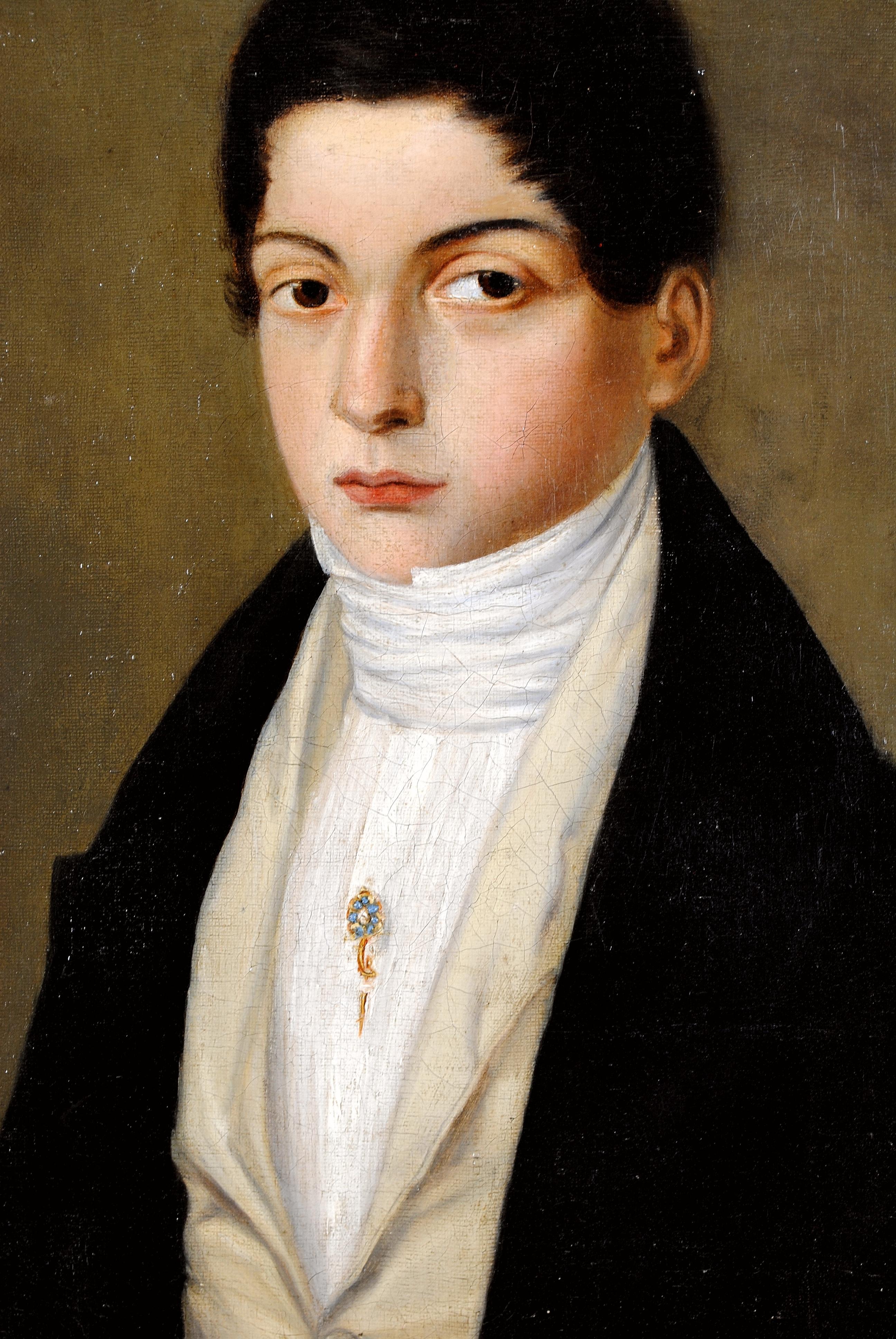Portrait of a Young Gentleman - 19th Century Antique French Oil Painting 2