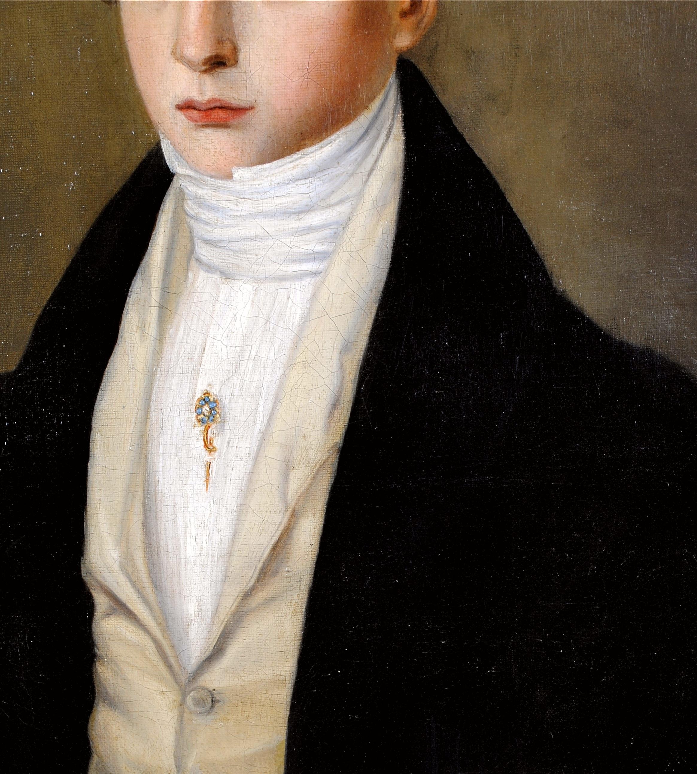 Portrait of a Young Gentleman - 19th Century Antique French Oil Painting 3