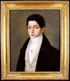 Portrait of a Young Gentleman - 19th Century Antique French Oil Painting