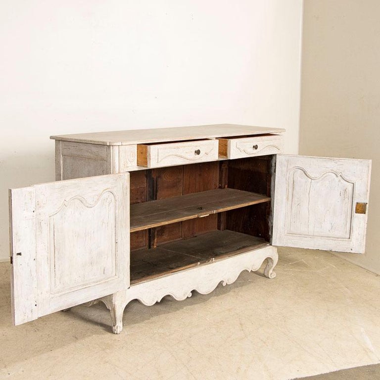 Early 19th Century French Sideboard Buffet Painted White In Good Condition For Sale In Round Top, TX