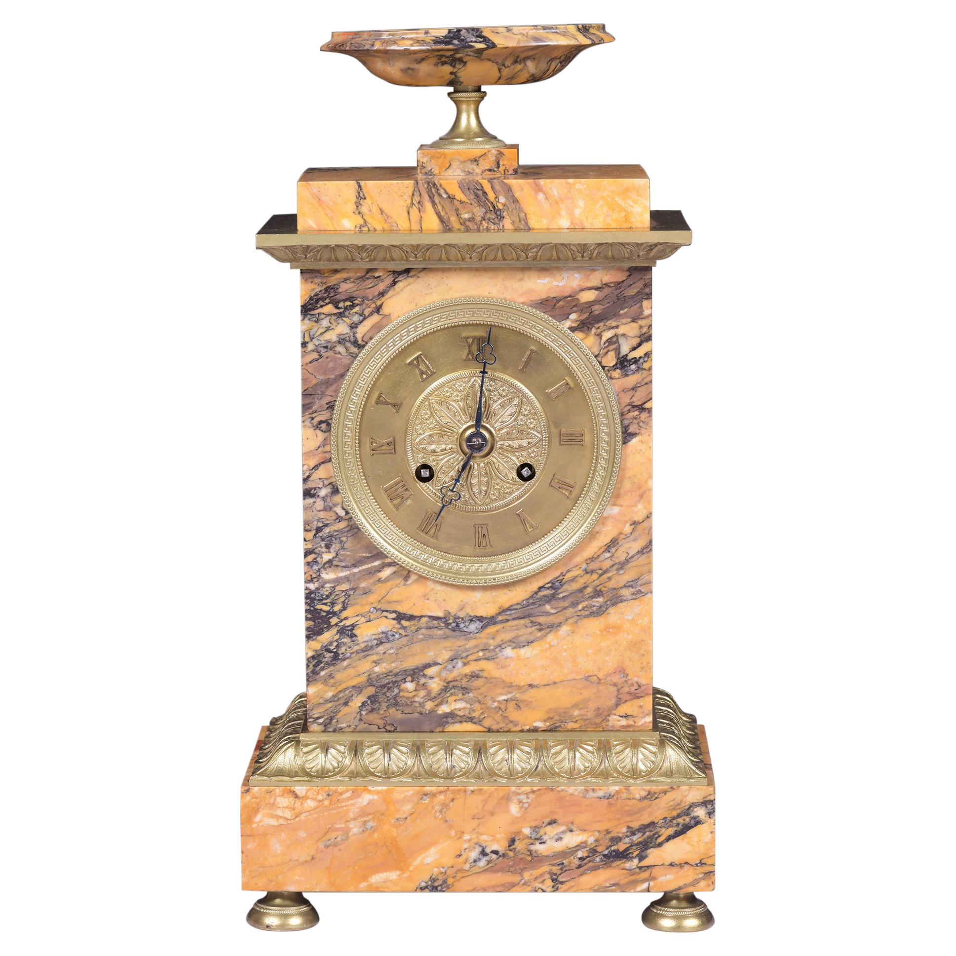 Early 19th Century French Sienna Marble Mantle Clock For Sale