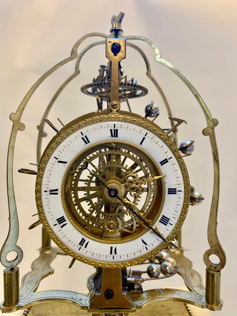 Early 19th Century French Skeleton Antique Clock Simulating Perpetual