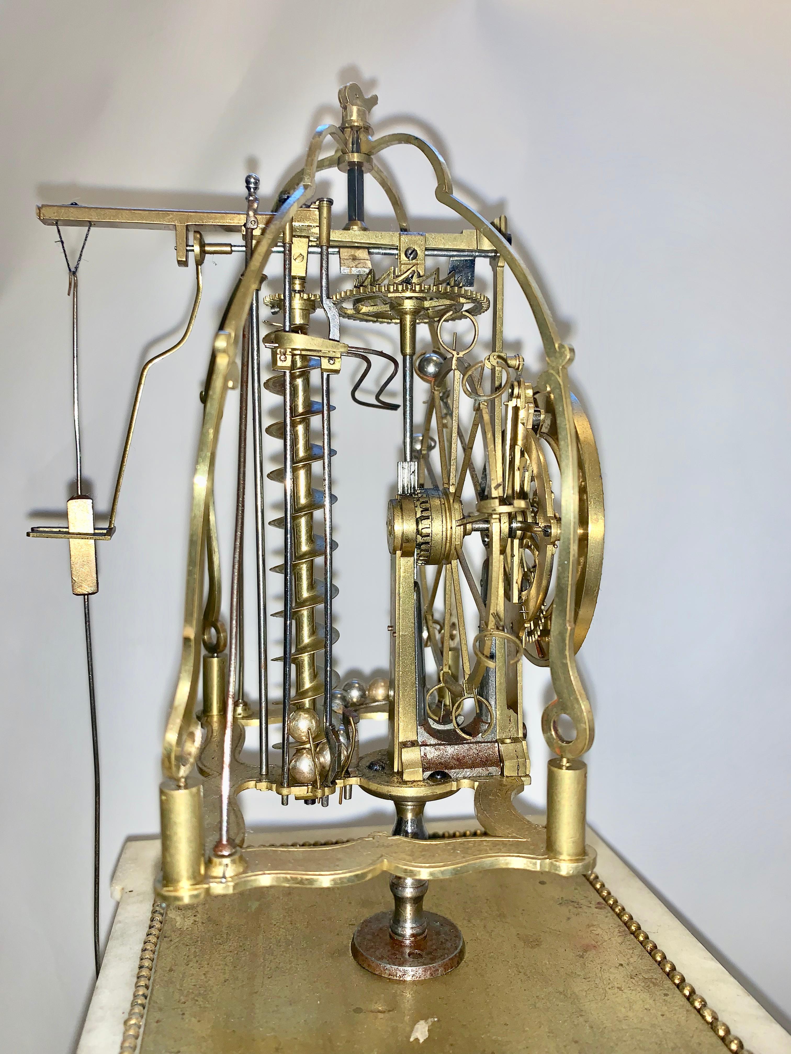 Early 19th Century French Skeleton Antique Clock Simulating Perpetual Motion 3