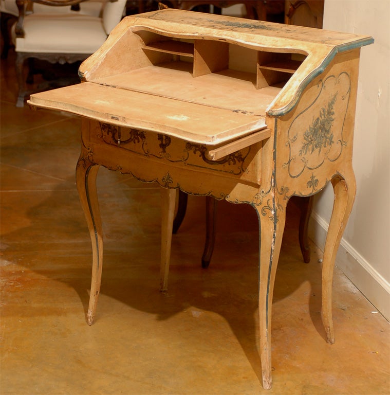 Early 19th Century French Slant Top Painted Desk Louis XV Style 3