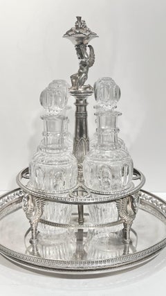 Early 19th Century French Sterling and Cut Crystal Liquor Decanters Set