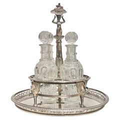 Early 19th Century French Sterling and Cut Crystal Liquor Decanters Set
