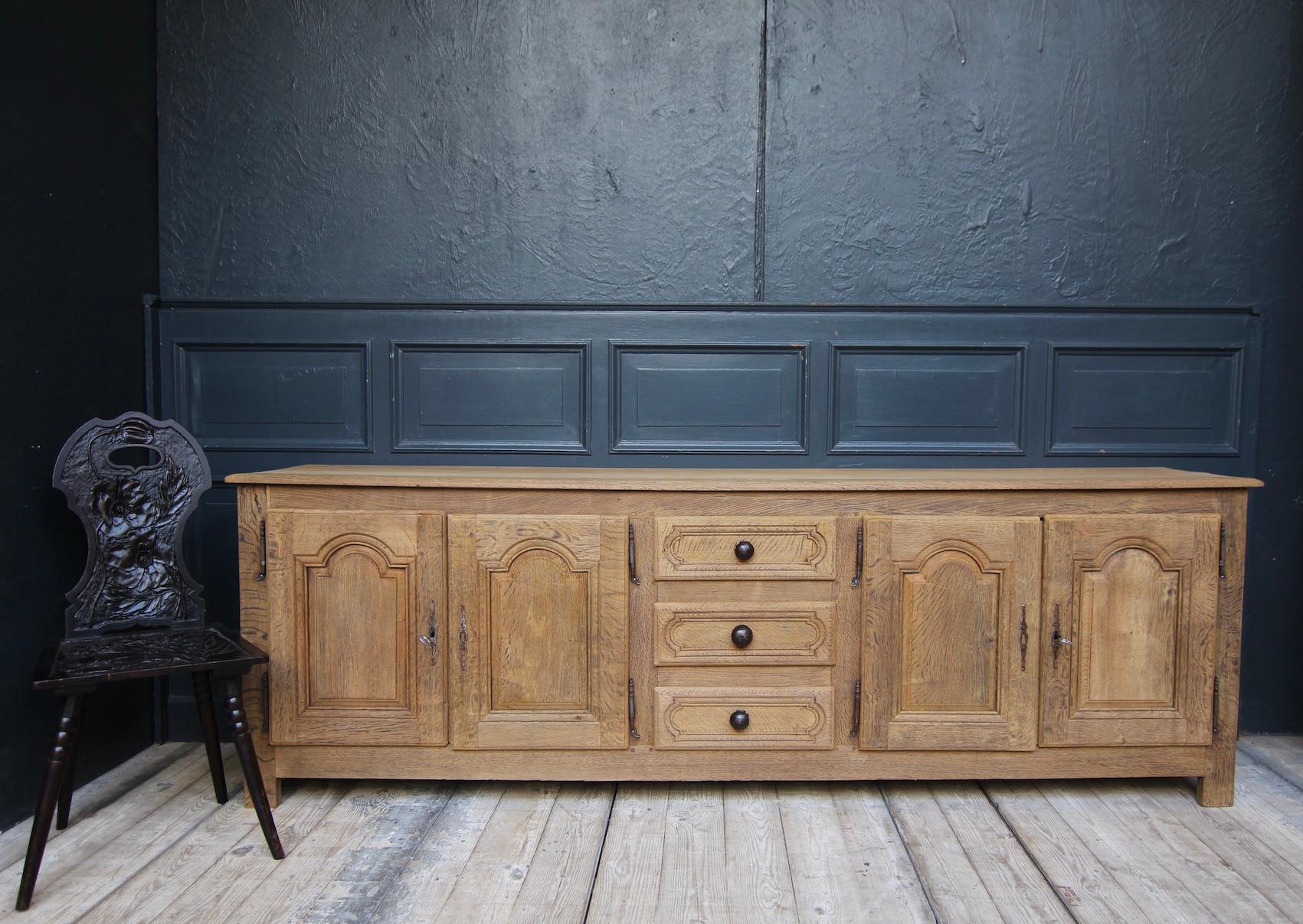 French Provincial Early 19th Century French Stripped Oak Enfilade Sideboard