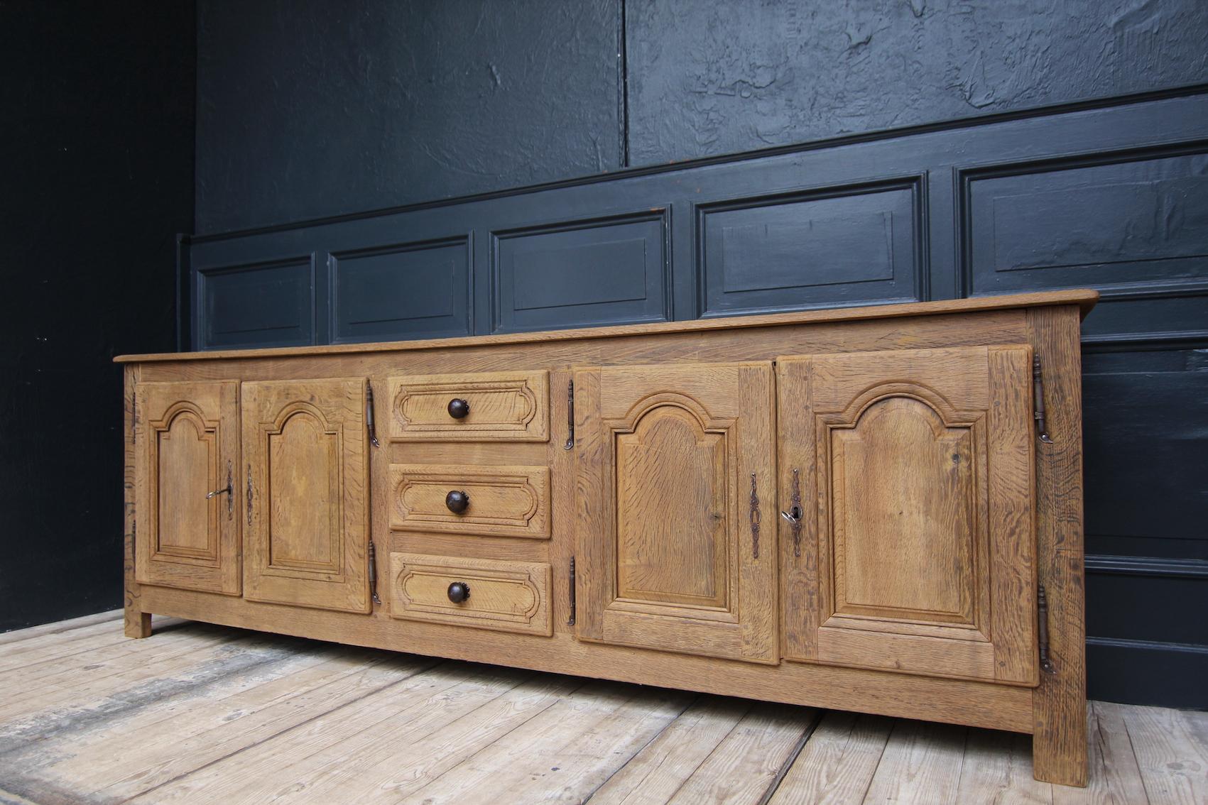 Early 19th Century French Stripped Oak Enfilade Sideboard 1