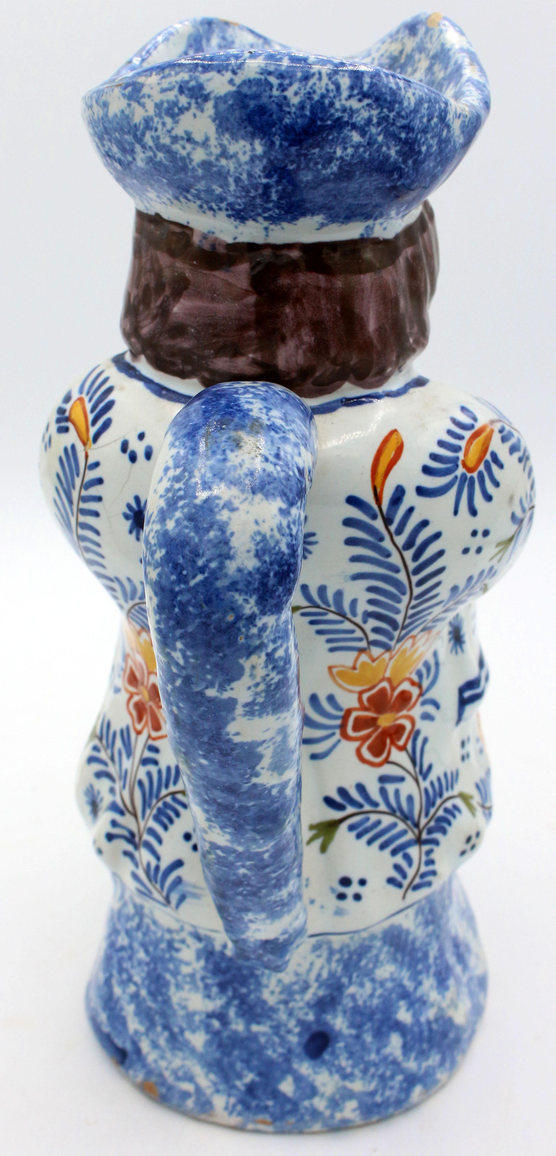 Victorian Early 19th Century French Toby Jug, Faience For Sale