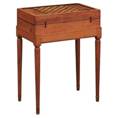 Early 19th Century French Tric Trac Table / Game Box on Stand, Signed