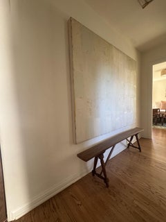 Early 19th Century French Vineyard Trestle Bench in Solid Hardwood