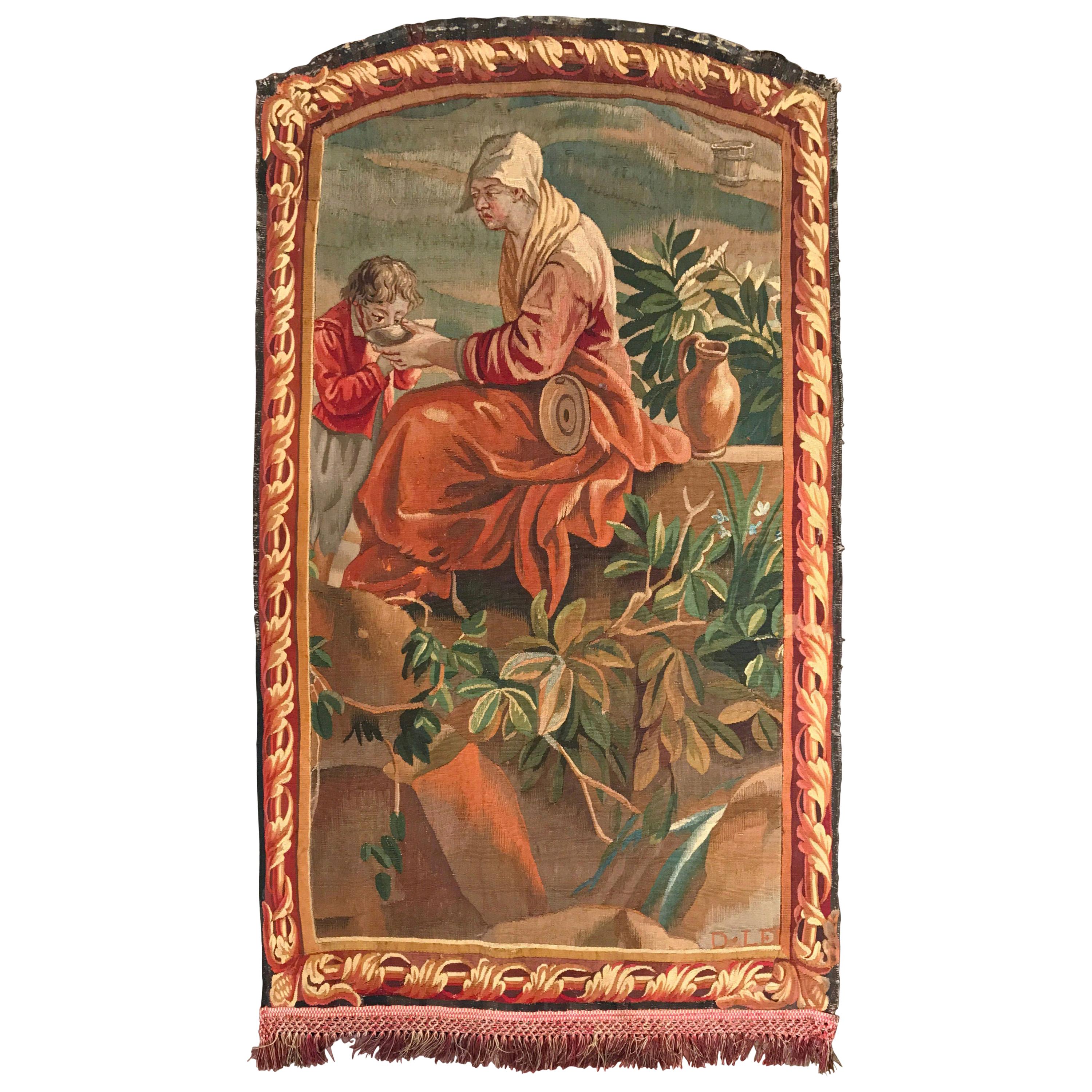 Early 19th Century French Wall Hanging Handwoven Aubusson Tapestry