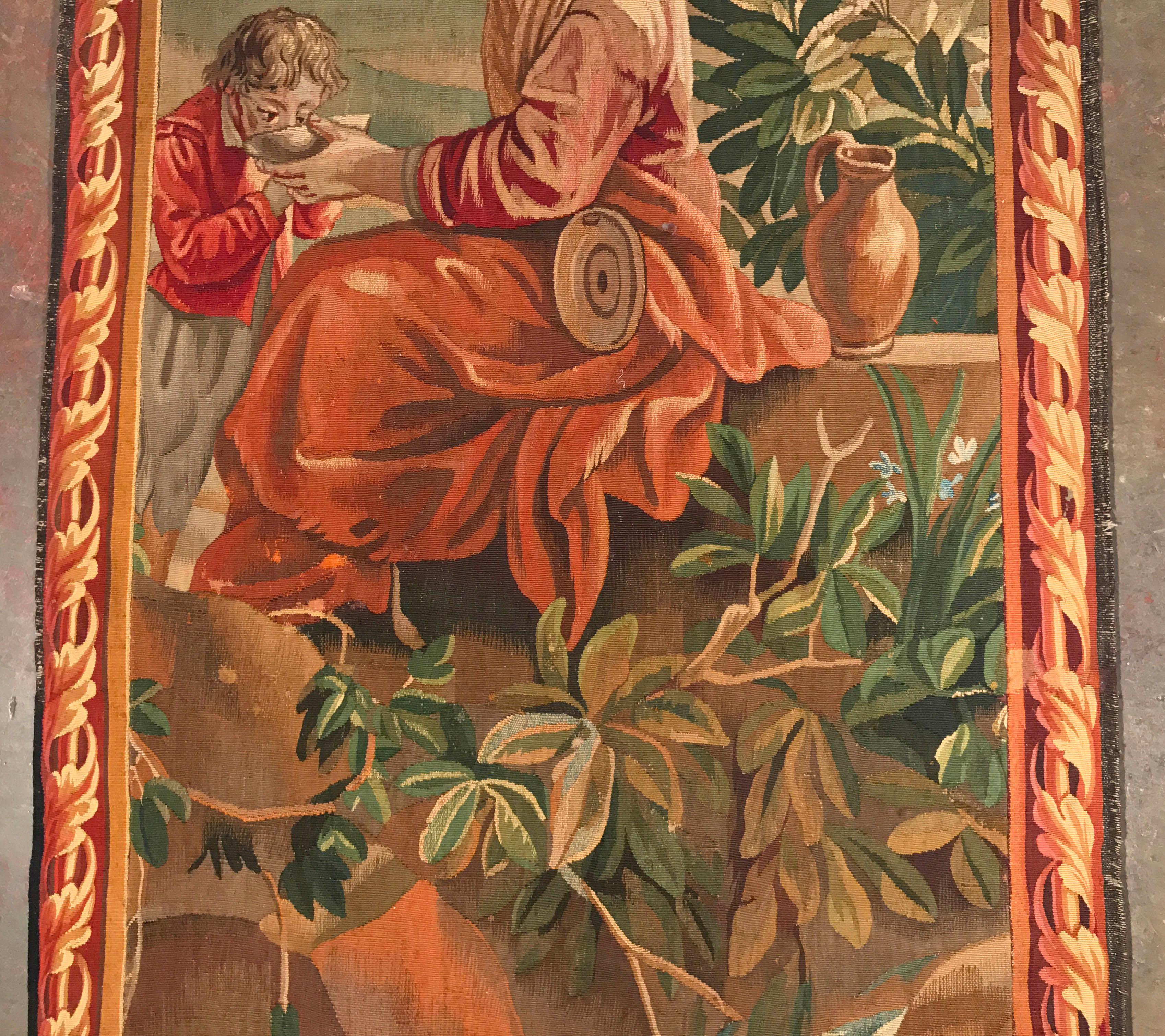 Französischer Wandteppich aus handgewebtem Aubusson-Wandteppich des frühen 19. Jahrhunderts im Angebot 1