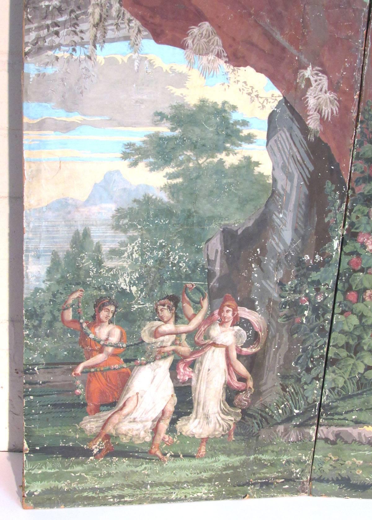 Early 19th Century French Wallpaper Panel Screen In Good Condition In Dallas, TX