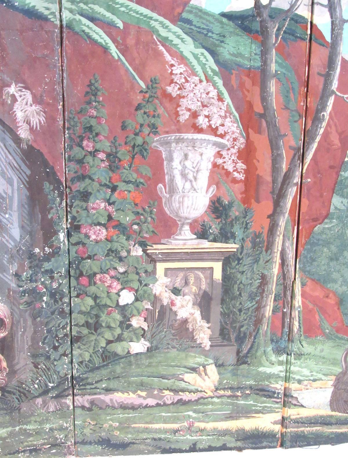 Early 19th Century French Wallpaper Panel Screen 1