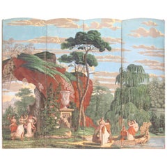 Early 19th Century French Wallpaper Panel Screen