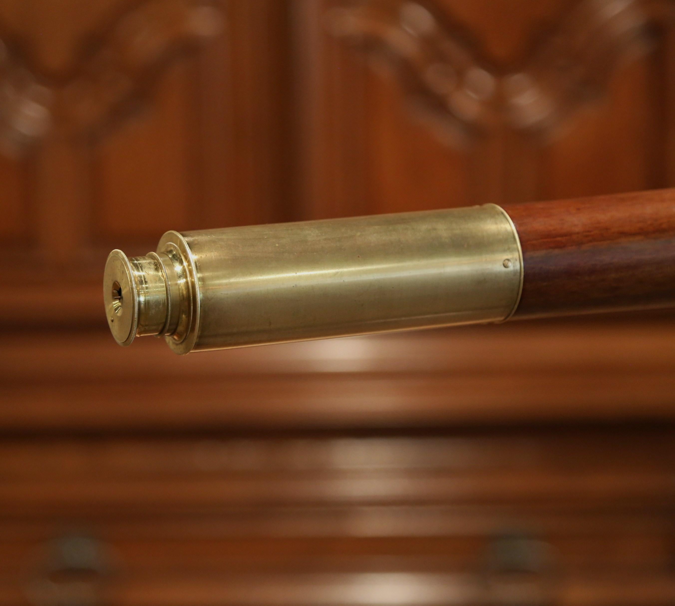 Early 19th Century French Walnut and Brass Telescope Signed Vincent Chevalier 1