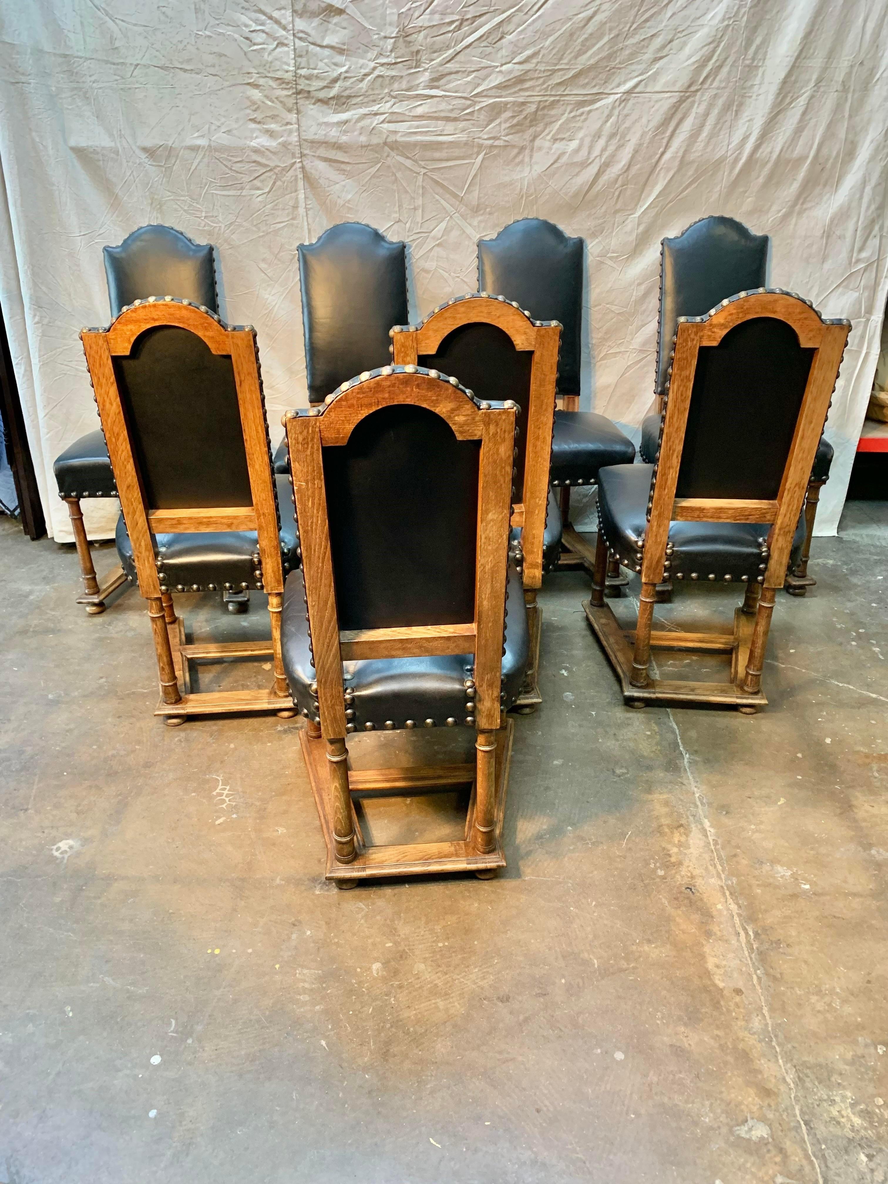 Early 19th Century French Walnut and Leather Dining Chairs, Set of 8 6