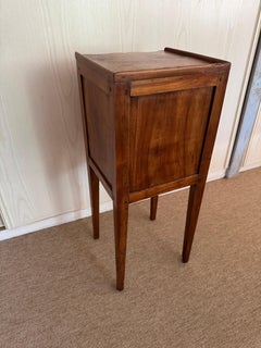 Early 19th century French walnut bedside table night stand chevet.