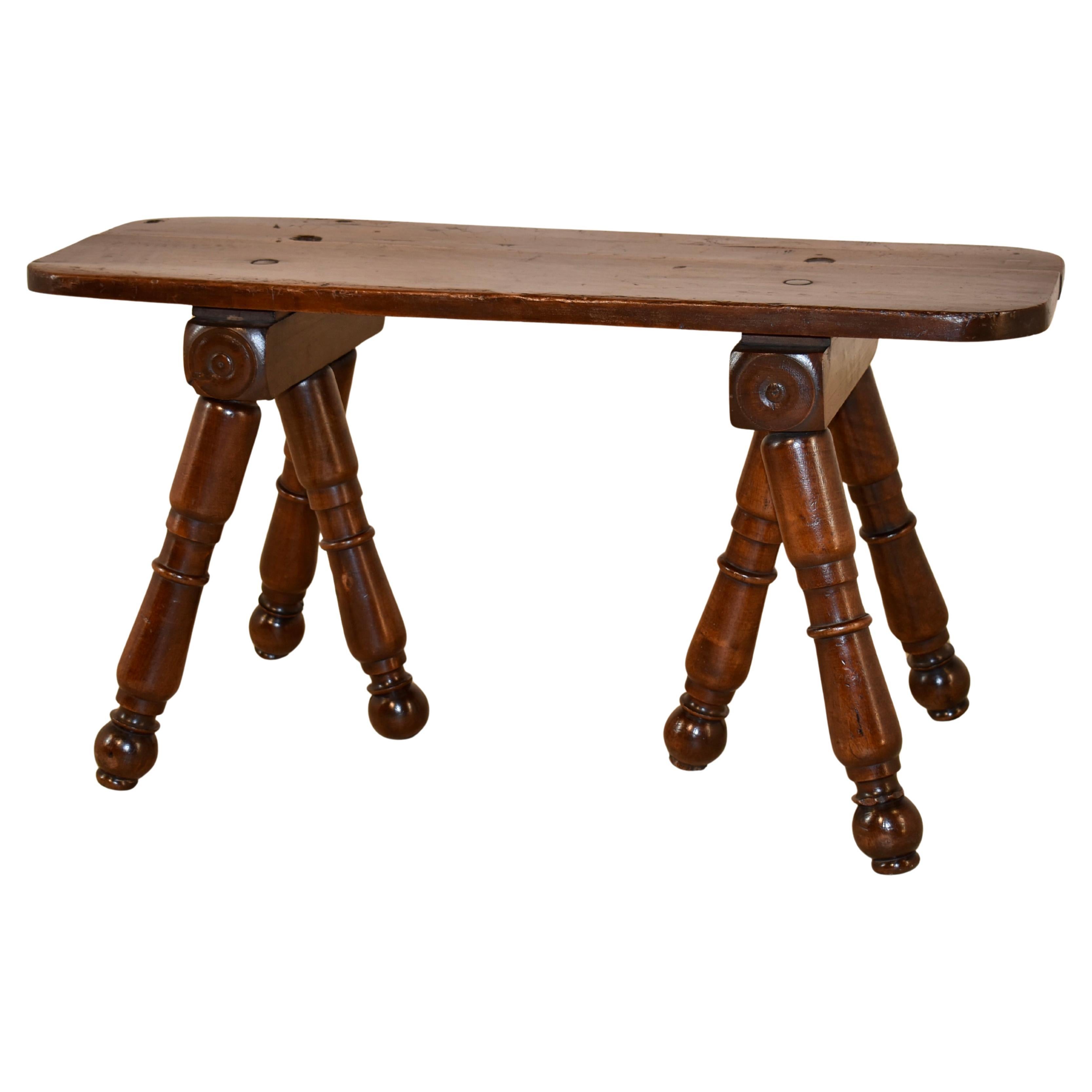 Early 19th Century French Walnut Folk Art Bench