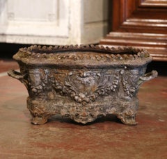19th Century French Rococo Cast Iron Jardinière with Original Weathered Patina