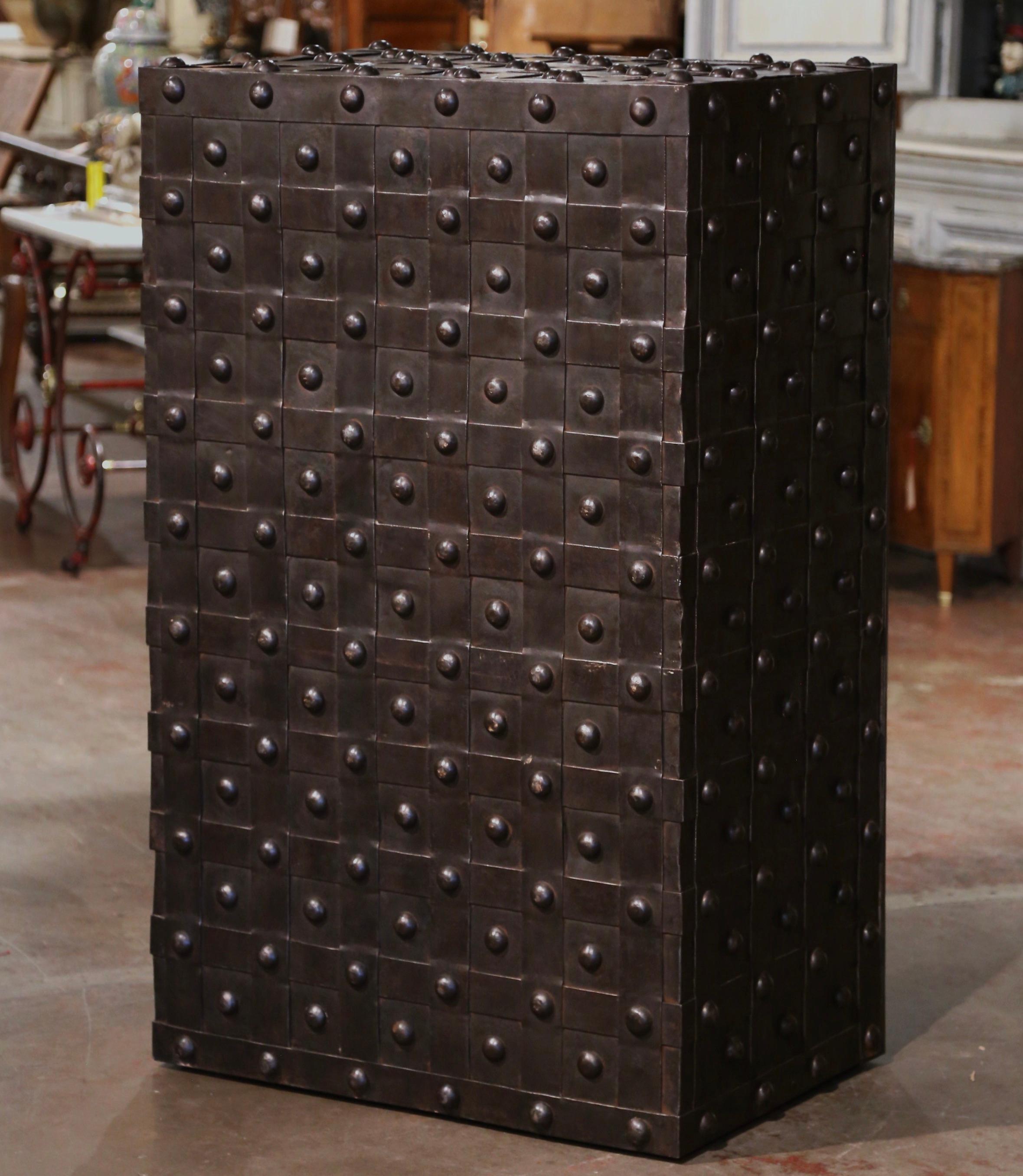 Early 19th Century French Wrought Iron Hobnail Studded Safe Dated 1838  For Sale 6