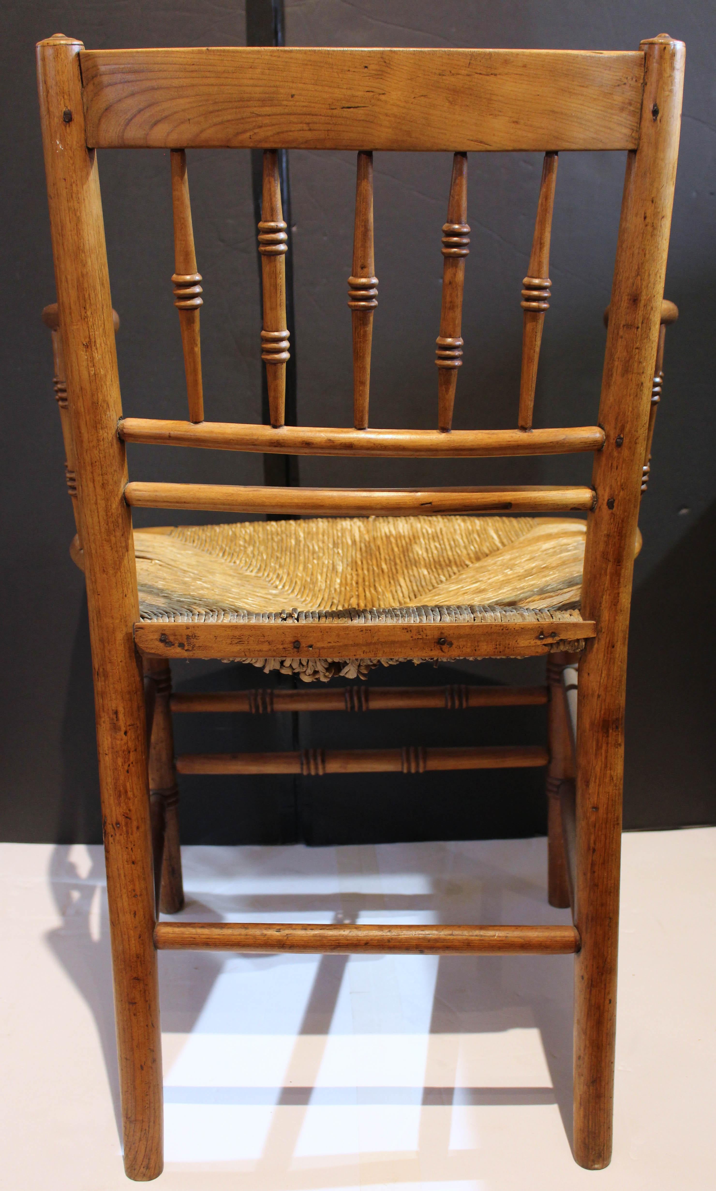 Rustic Early 19th Century Fruitwood Arm Chair, English