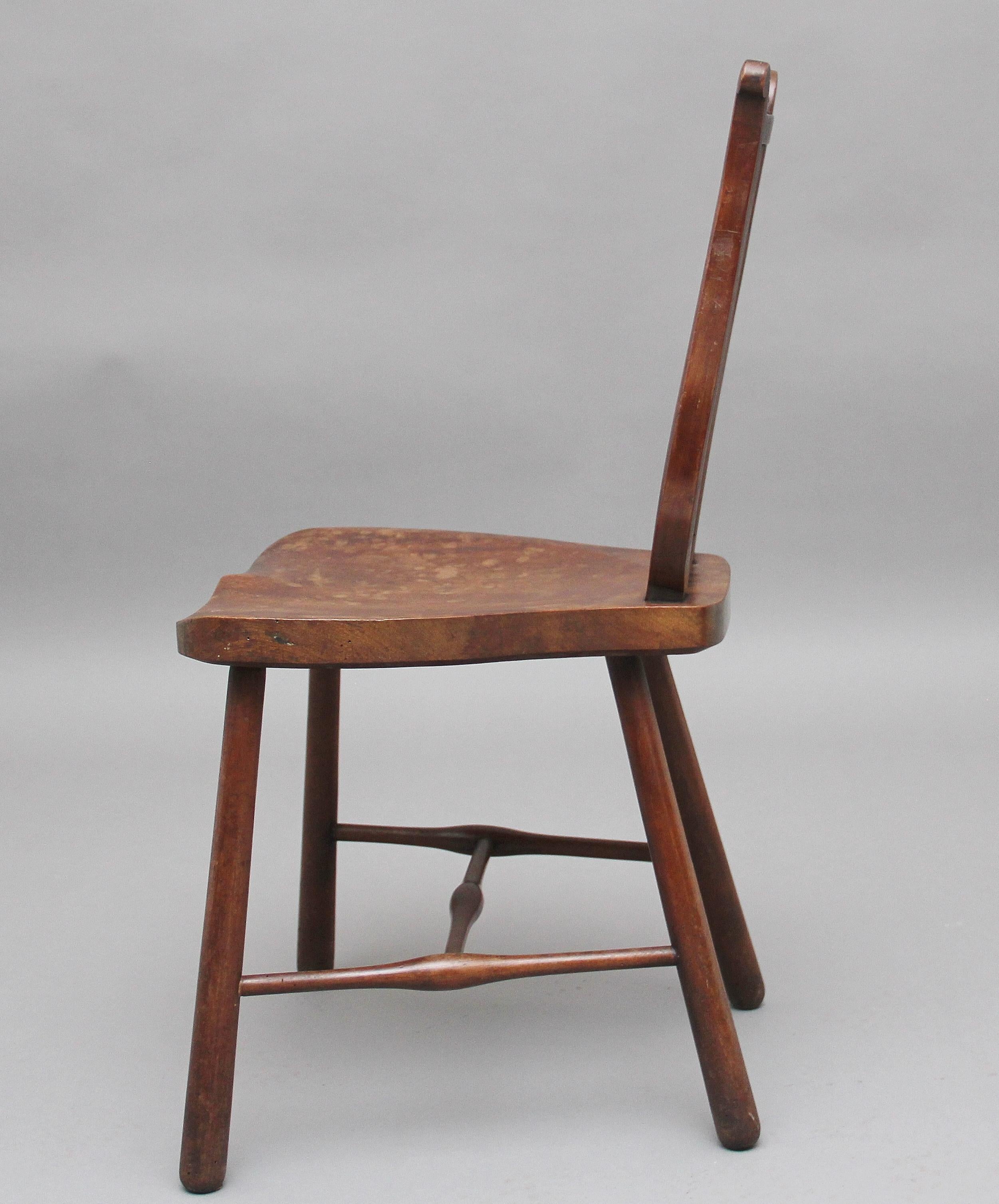 British Early 19th Century Fruitwood Country Side Chair