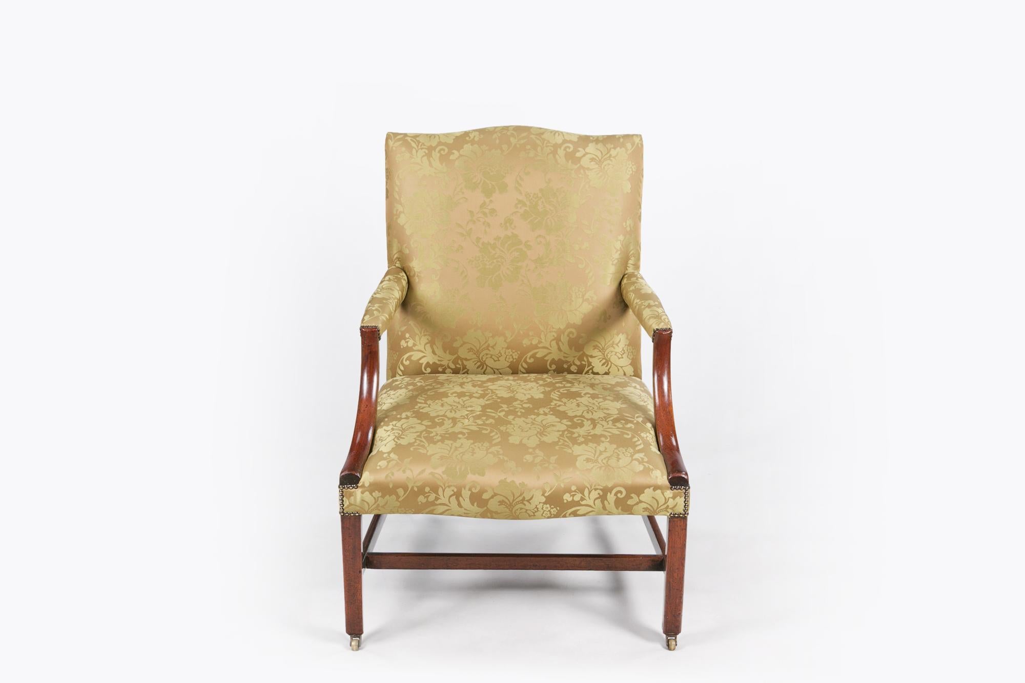 Irish Early 19th Century Gainsborough Armchair after Chippendale For Sale