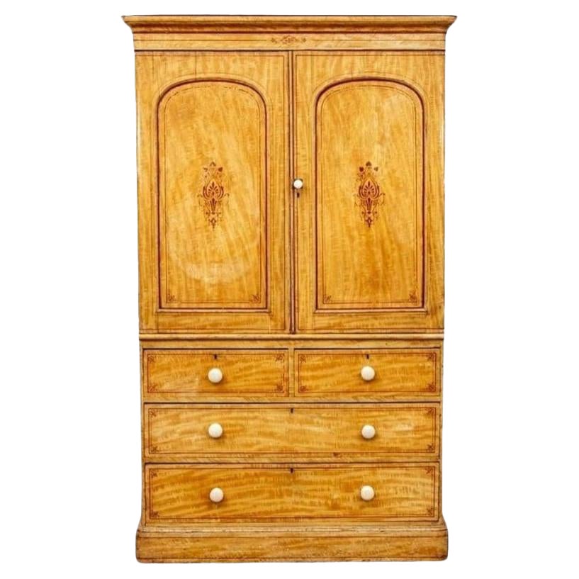 Early 19th Century Gainsford & Co Country English Faux Painted Linen Press
