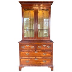 Early 19th Century George III English Yew Wood Chest with Lighted Cabinet