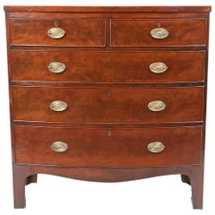 Early 19th Century George III Flame Mahogany Bowfront Chest of Drawers 