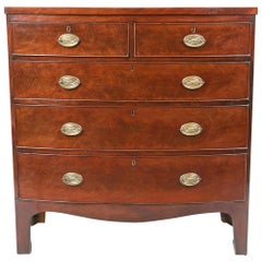 Antique Early 19th Century George III Flame Mahogany Bowfront Chest of Drawers