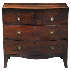 Early 19th-Century George III Flame Walnut Bow-Front Chest of Drawers, UK